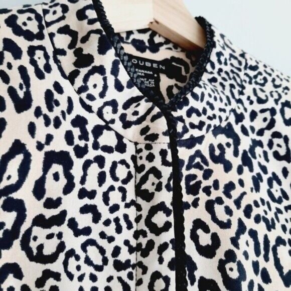 LOUBEN Leopard Print Full-zip Blazer Jacket Animal Pattern Sz 6 - Picture 7 of 11